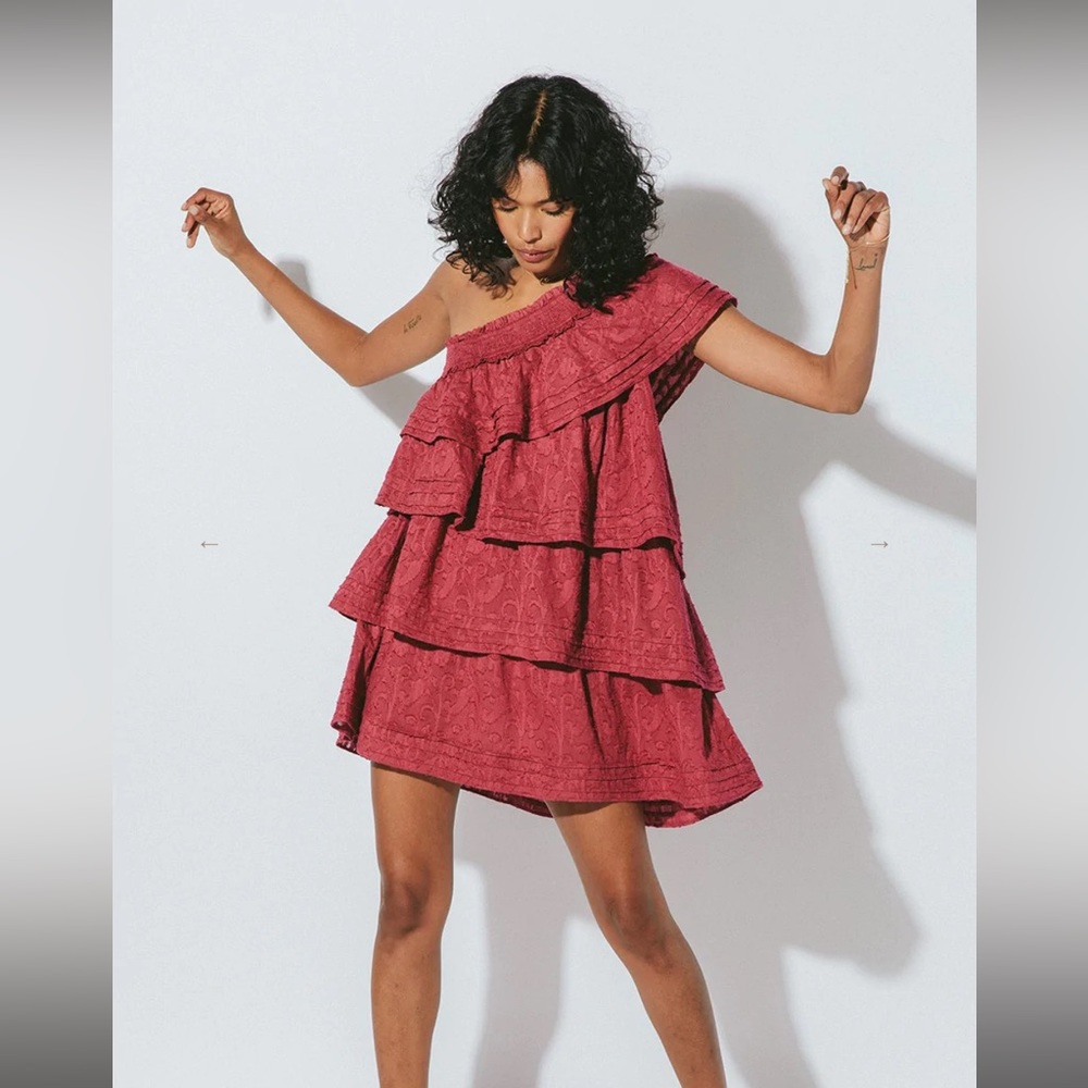 Cleobella Cosette Mini Dress in Berry- Size Medium